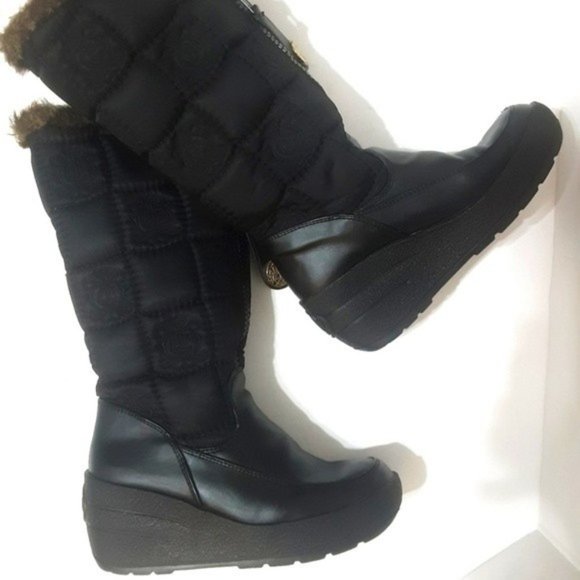 Juicy Couture Quilted Wedge Platform Winter Snow Boots with Faux Fur Lining US 6
